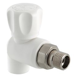 Кран шар для радиатора угловой 20 - 1/2" НР PPR белый  VALFEX