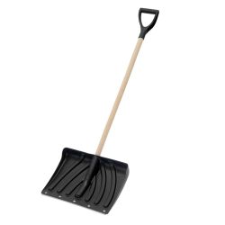 Лопата пластик для уборки снега 465 х 340мм с планкой, с мет. черенком, с V-ручк.  КРЕПЫШ 2