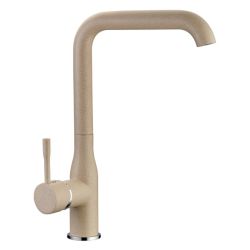Смеситель для кухни 40 карт.  LEDEME  с бок. ручкой, литой излив, бежевый