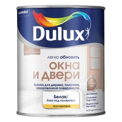 Эмаль акриловая белая полуматовая  0,75л DULUX окна и двери BW