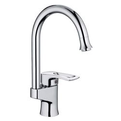 Смеситель для кухни 40 карт.  LEDEME  с бок. ручкой, литой излив