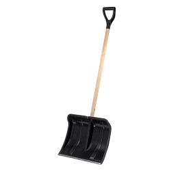 Лопата пластик для уборки снега 480 х 360мм  с алюм планкой, с дер черенком, с V-ручк.  БОГАТЫРЬ 2