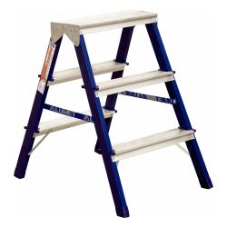 Стремянка  двухсторонняя 3-х ступенчатая стальная  АЛЮМЕТ