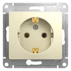 Розетка 1-ая с/п с/з  SCHNEIDER ELECTRIC GLOSSA Бежевый