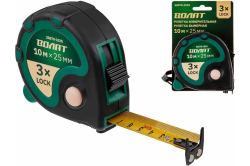 Рулетка 10,0м х 25мм  ВОЛАТ  обрезин. корпус, зацеп с магнитом, тройная фиксац