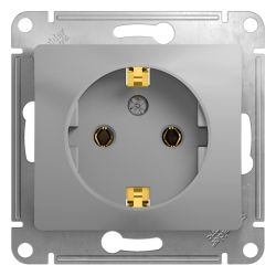Розетка 1-ая с/п c/з  SCHNEIDER ELECTRIC GLOSSA  Алюминий