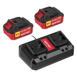 Набор аккумуляторов 2х4 Ач + зарядное устройство 2х2А  WORTEX