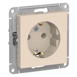 Розетка 1-ая с/п с/з  SCHNEIDER ELECTRIC ATLAS DESIGN Бежевый