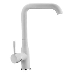 Смеситель для кухни 40 карт.  LEDEME  с бок. ручкой, литой излив, белый