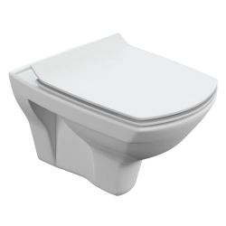 Унитаз подвесной белый CARINA безободковый сиденье дюропласт, микролифт 350х345х535  CERSANIT