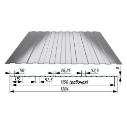 Профнастил     8 оцинк 0,50х1204мм 
