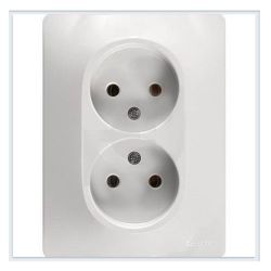 Розетка 2-ая с/п б/з  SCHNEIDER ELECTRIC GLOSSA Белый