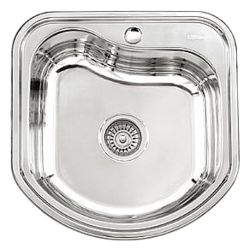 Мойка нерж врезная 490 х 480 х 180мм 0,8 выпуск 3 1/2" декор  LEDEME