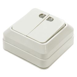 Выключатель 2-ый о/п с подсветкой  BOLLETO белый  IN HOME