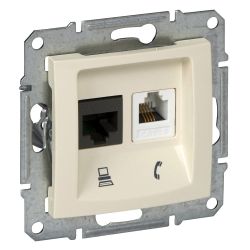 Розетка RJ11+RJ45 двойная  SCHNEIDER ELECTRIC SEDNA бежевый
