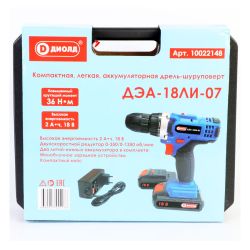 Шуруповерт акк. ДИОЛД ДЭА-18 ЛИ-07 (акк.2,0 Ач, время зарядки 1час)