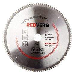 Диск пильный по алюминию и пластику 255 х 30мм. 100 зубьев REDVERG