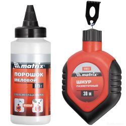 Шнур разметочный, 30м + краска для размет шнуров красная  MATRIX Master