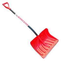 Лопата пластик для уборки снега 490 х 340мм с оцинк. планкой, с алюм. черенком, с V-ручк.  ПИНГВИН