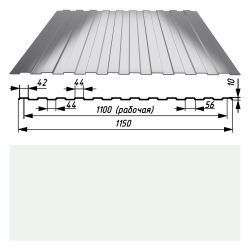 Профнастил   10 оцинк 0,45х1150мм  RAL 9003 (сигнальный белый) 