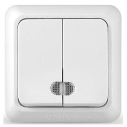 Выключатель 2-ой о/п с подсветкой UNIVersal Олимп белый