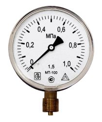 Манометр D 100 нижнее подключение 0 - 10 бар G1/2"  МЦ-БАГОРИЯ