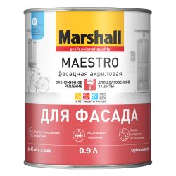 Краска ВД фасадная   0,9л  MARSHALL MAESTRO ВС акриловая гл. матовая