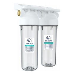 Фильтр магистральный 10"   3/4" (двойной, прозрачная колба, без картриджа) UNICORN