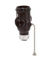 Переходник патрон Е27-розетка с выключателем  TDM