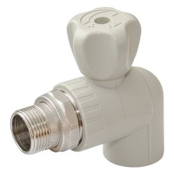 Кран шар для радиатора угловой 25 - 3/4" НР PPR серый  FV-PLAST
