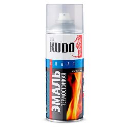 Эмаль термостойкая аэрозоль 650*C серебристая  520мл  KUDO