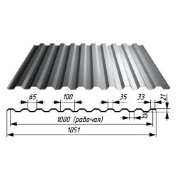 Профнастил   21 оцинк 0,45х1051х6000мм