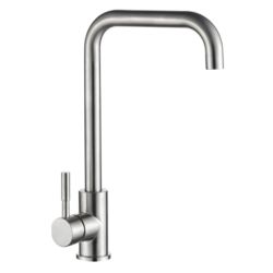 Смеситель для кухни 35 карт.  LEDEME  с бок. ручкой, прямоугольный излив, нерж, сатин