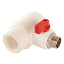 Тройник   40 -  1/2" НР коллекторный с краном PPR белый  VALTEC