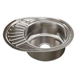 Мойка нерж врезная 450 х 570 х 180мм 0,8 правая выпуск 3 1/2"  MIXLINE