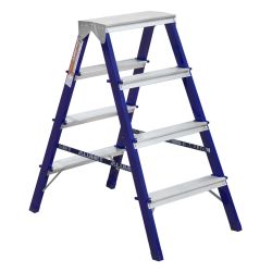Стремянка  двухсторонняя 4-х ступенчатая стальная  АЛЮМЕТ