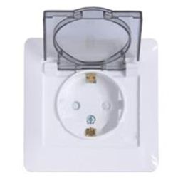 Розетка 1-ая с/п c/з  с крышкой IP44 SCHNEIDER ELECTRIC GLOSSA Белый