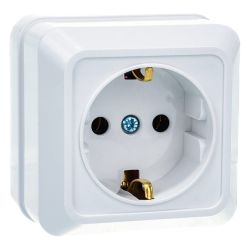 Розетка 1-ая о/п с/з BOLLETO белый  IN HOME