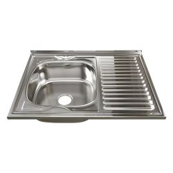 Мойка нерж накладная 600 х 800 0,8 левая  MIXLINE