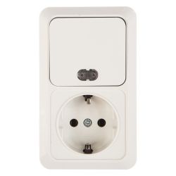 Блок 1-кл с подсветкой+1м евро с/з вертикальный белый  UNIVersal Олимп