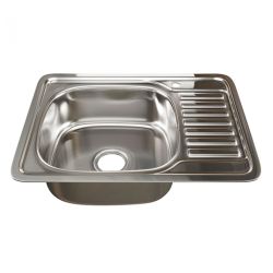 Мойка нерж врезная 480 х 580 х 180мм 0,8 левая выпуск 3 1/2"  MIXLINE