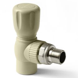 Кран шар для радиатора угловой 20 - 1/2" НР PPR серый  PRO AQUA