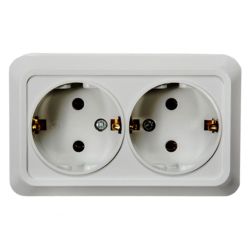 Розетка 2-ая о/п с/з BOLLETO белый  IN HOME