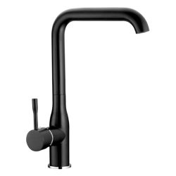 Смеситель для кухни 40 карт.  LEDEME  с бок. ручкой, литой излив, черный