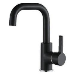 Смеситель для умывальника 35 карт.  LEDEME  с бок.ручкой, нерж, черный