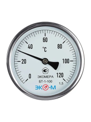 Термометр биметаллический D 100 зад.подкл. (0...+120*C) L  60  ЭКОМЕРА