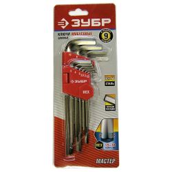 Набор ключей имбусовых, длинные HEX 1,5-10мм, TORX 10-50  ЗУБР МАСТЕР