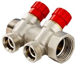 Коллектор 1" х 3/4" 4 ш ник  VALTEC евроконус с регулировочными вентилями