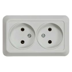 Розетка 2-ая о/п б/з BOLLETO белый  IN HOME