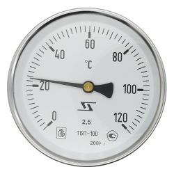 Термометр биметаллический D 100 зад.подкл. (0...+120*C) L  50  ЗТП Минск